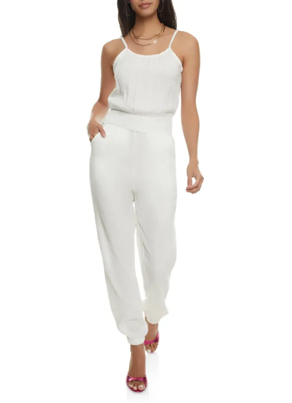 Smocked Waist Cami Jumpsuit sold by Rainbow