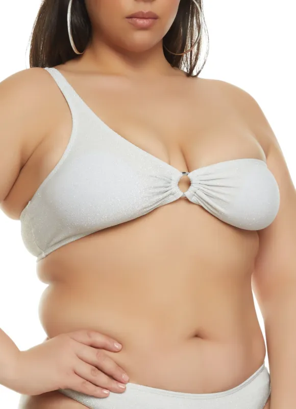 Plus Size Lurex O Ring One Shoulder Bikini Top sold by Rainbow