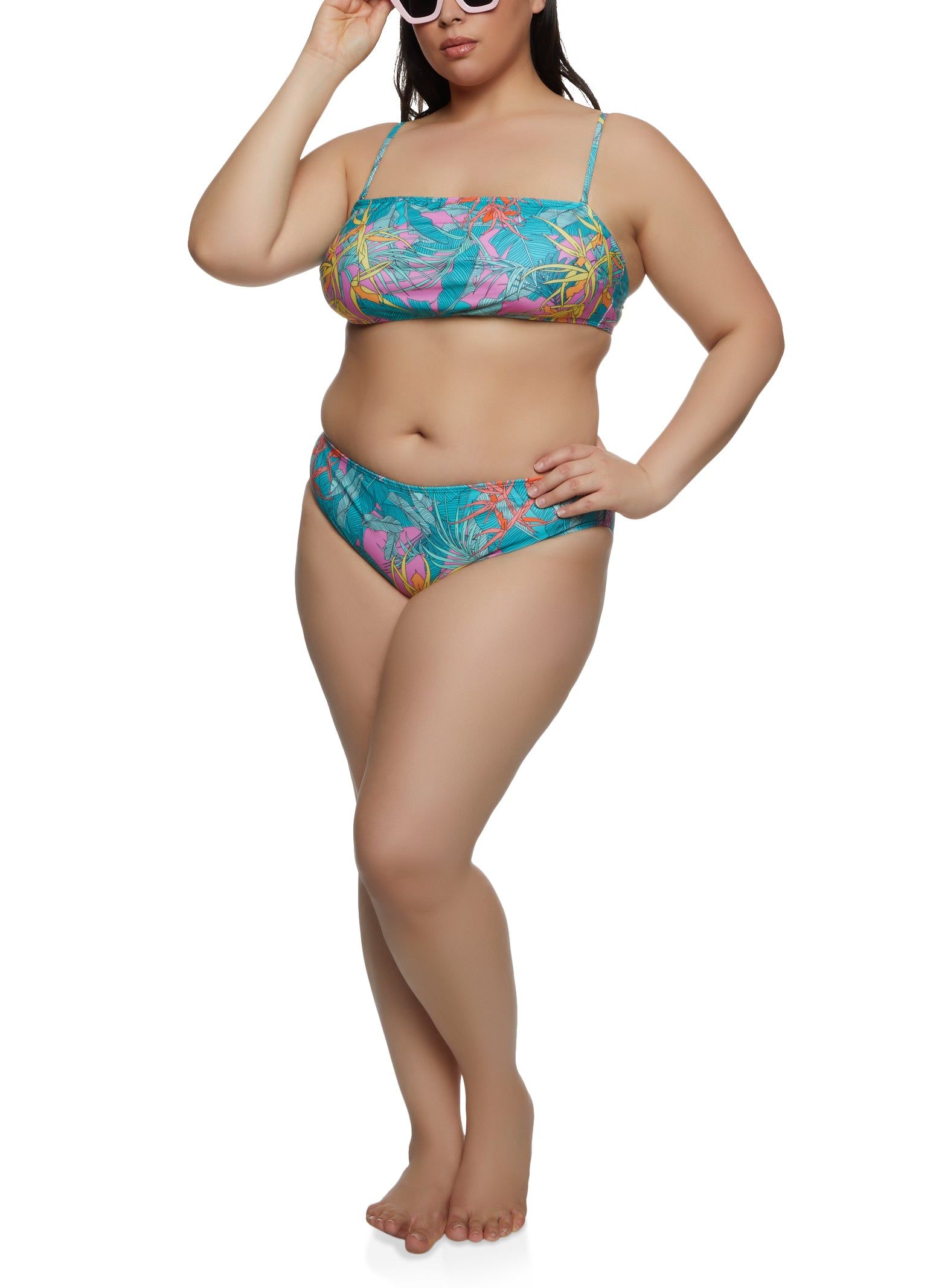 Plus Size Tropical Print Bandeau Swim Bikini Top sold by Rainbow product image thumbnail 2