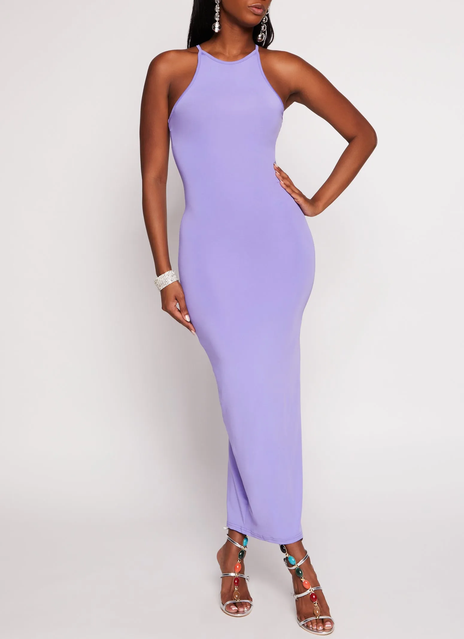 Daisy High Neck Slit Back Maxi Dress sold by Rainbow product image thumbnail 2