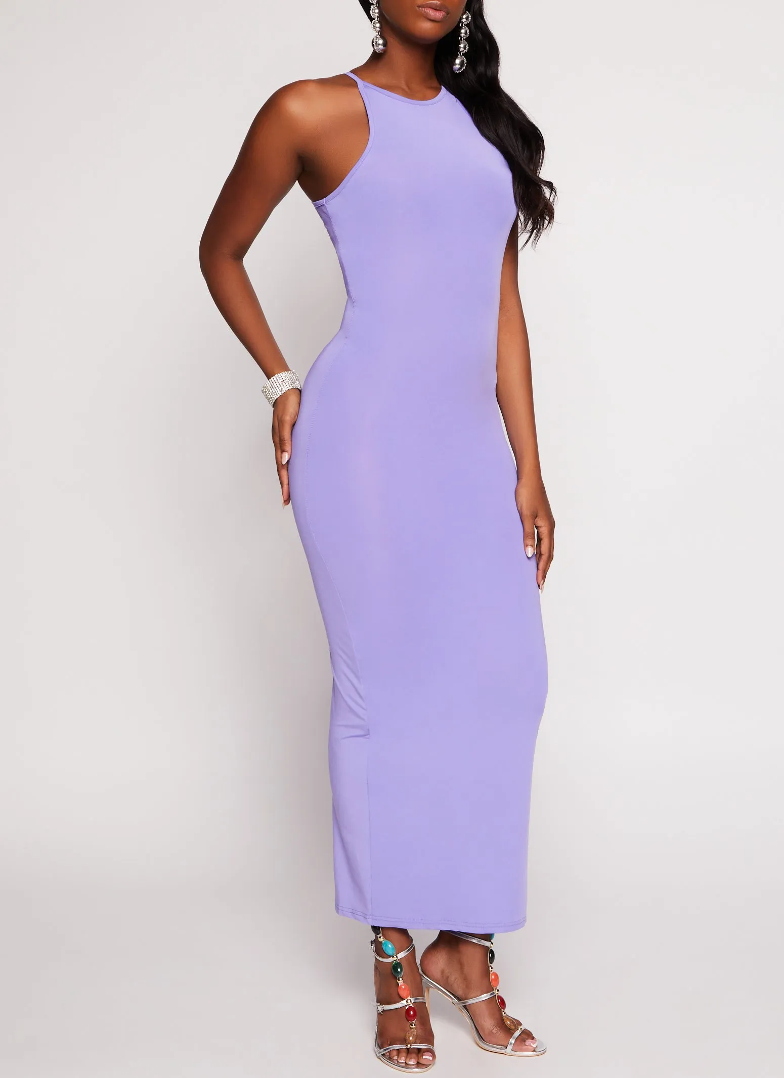 Daisy High Neck Slit Back Maxi Dress sold by Rainbow