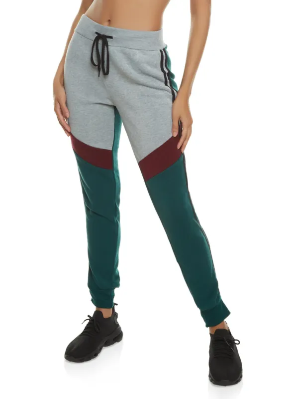 Color Block Varsity Stripe Drawstring Joggers sold by Rainbow