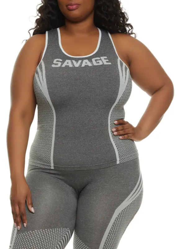 Plus Size Seamless Savage Graphic Tank Top sold by Rainbow