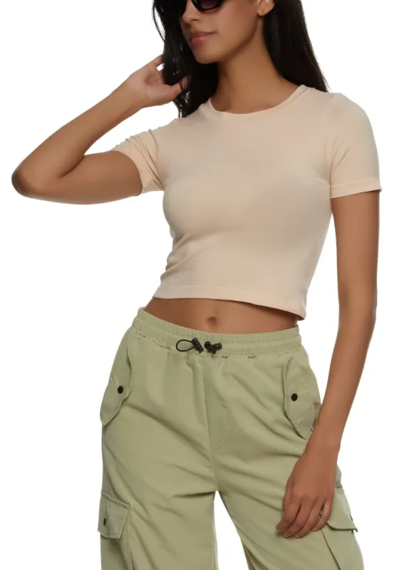 Seamless Crew Neck Cropped T Shirt sold by Rainbow