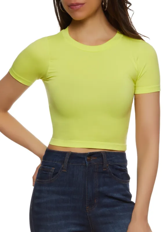 Seamless Crew Neck Cropped T Shirt sold by Rainbow