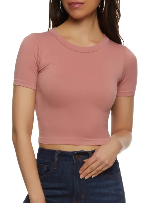 Seamless Crew Neck Cropped T Shirt sold by Rainbow