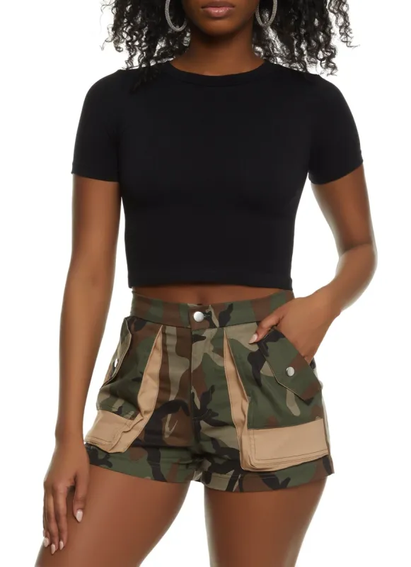 Seamless Crew Neck Cropped T Shirt sold by Rainbow