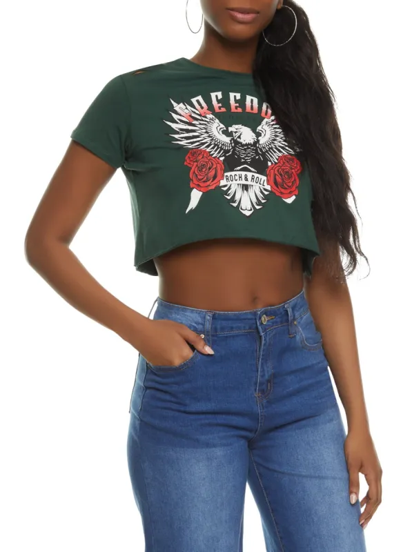 Laser Cut Graphic Cropped Tee sold by Rainbow