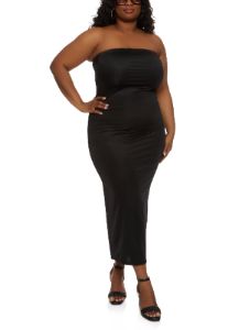 Plus Size Back Slit Maxi Tube Dress sold by Rainbow