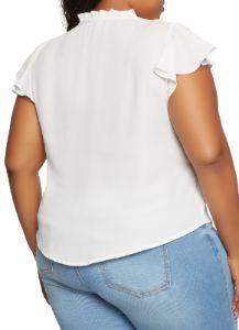 Plus Size Crochet Detail High Neck Blouse sold by Rainbow