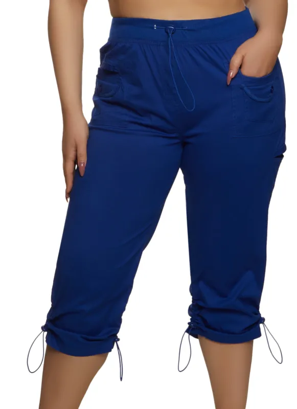 Plus Size High Waisted Toggle Drawstring Capri Pants sold by Rainbow