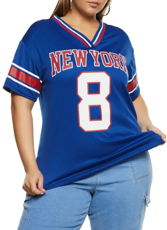 Plus Size New York 8 Football Jersey sold by Rainbow