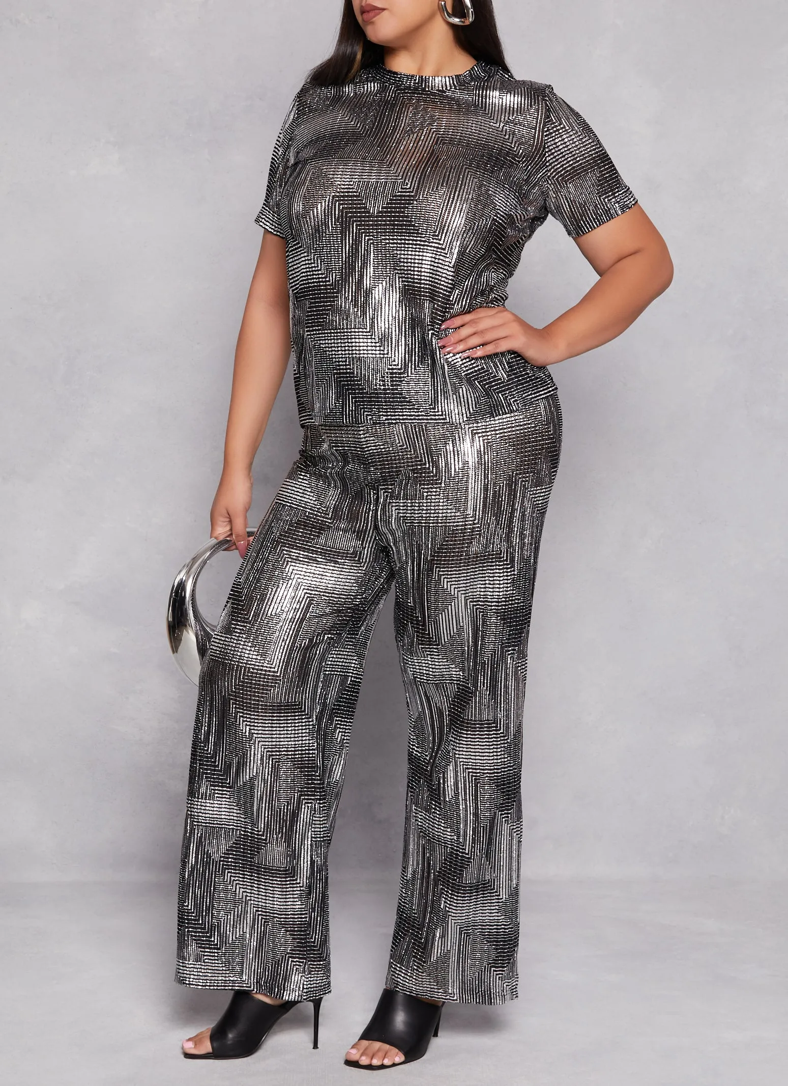 Plus Size Printed Foil Screen Short Sleeve Top sold by Rainbow product image thumbnail 2