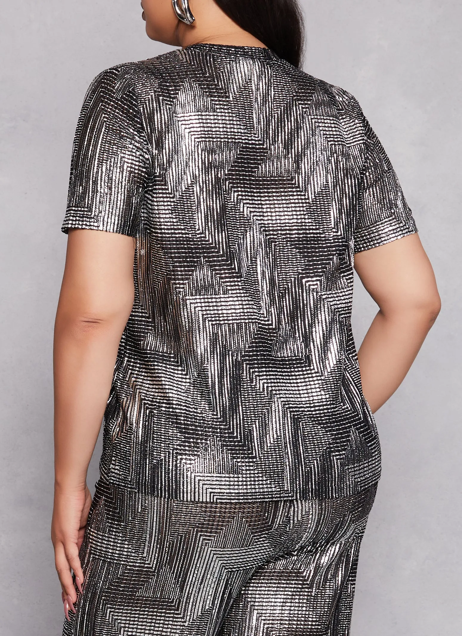 Plus Size Printed Foil Screen Short Sleeve Top sold by Rainbow product image thumbnail 3