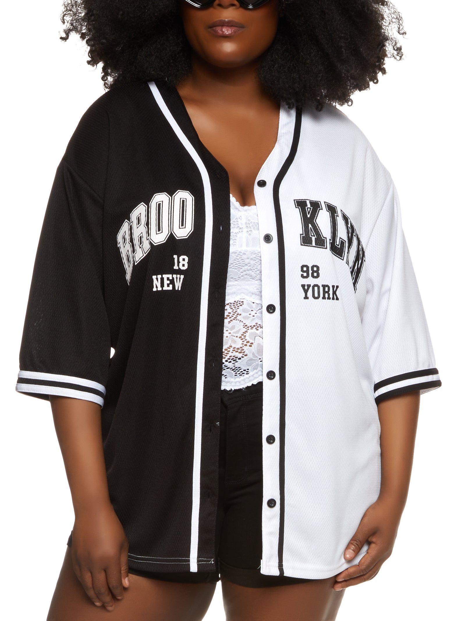 Plus Size Brooklyn 1898 Graphic Baseball Tee sold by Rainbow