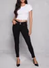 Triple Button High Waist Skinny Leg Pants sold by Rainbow