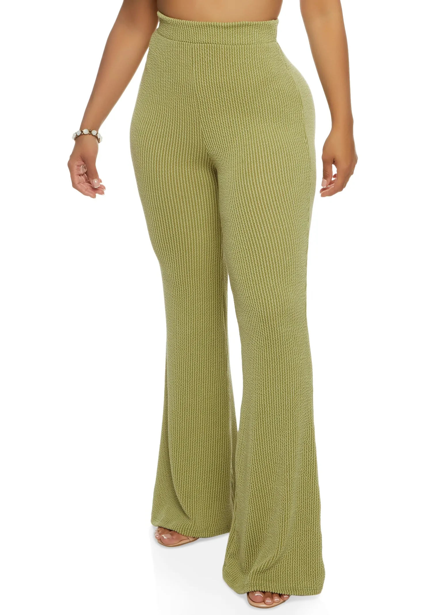 Ribbed High Waisted Flare Pants sold by Rainbow