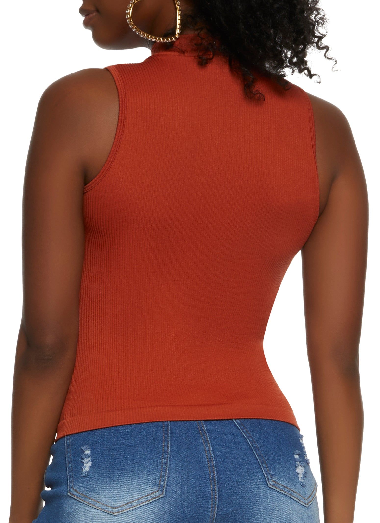 Seamless Ribbed Mock Neck Tank Top sold by Rainbow product image thumbnail 2