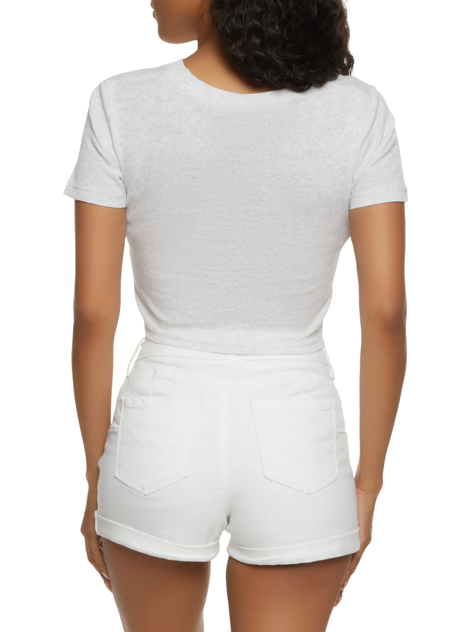 Positive Vibes Only Knot Front Graphic Crop Top sold by Rainbow product image thumbnail 2