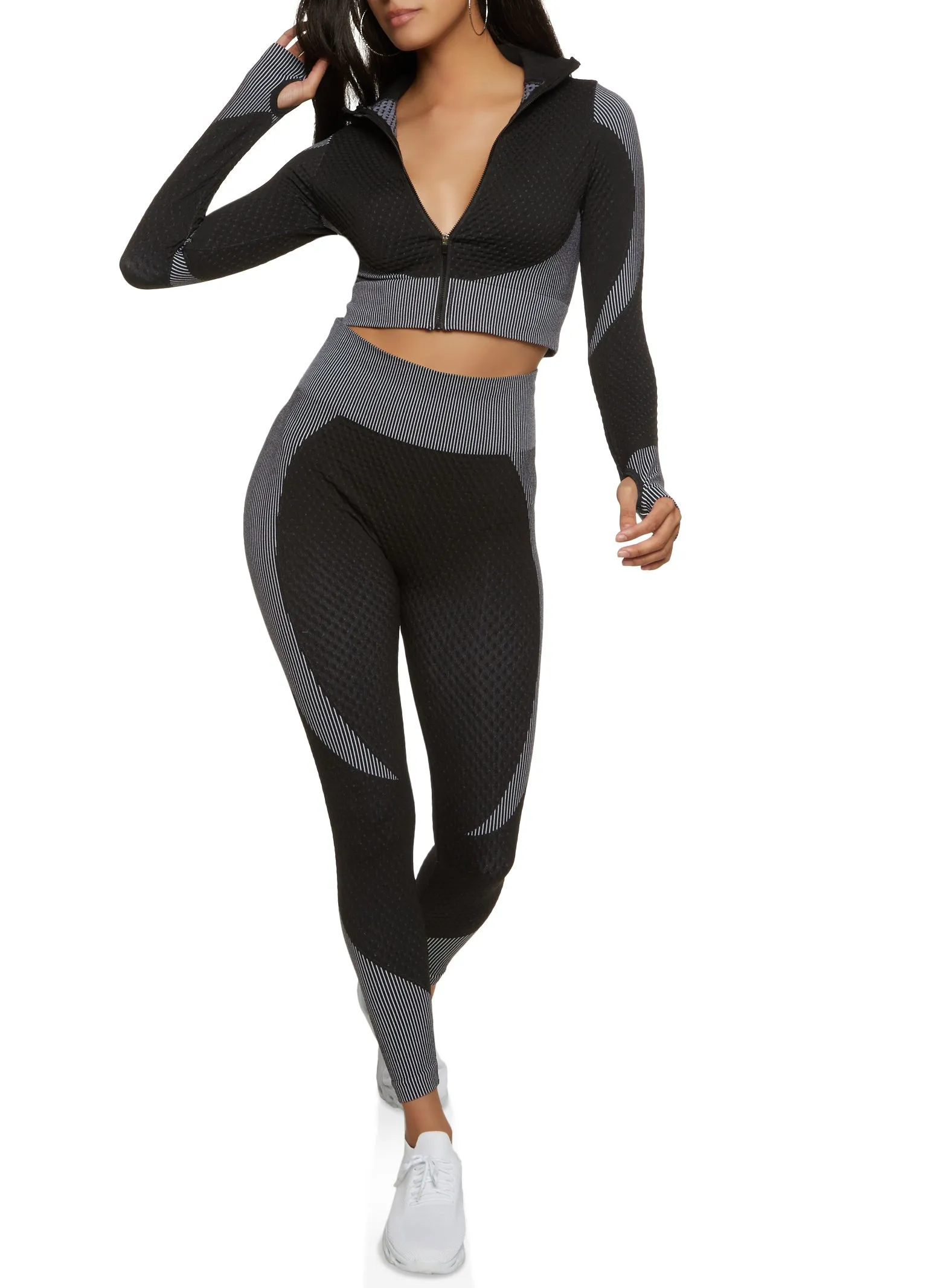 Daisy Seamless Textured Knit Zip Front Track Jacket sold by Rainbow product image thumbnail 2