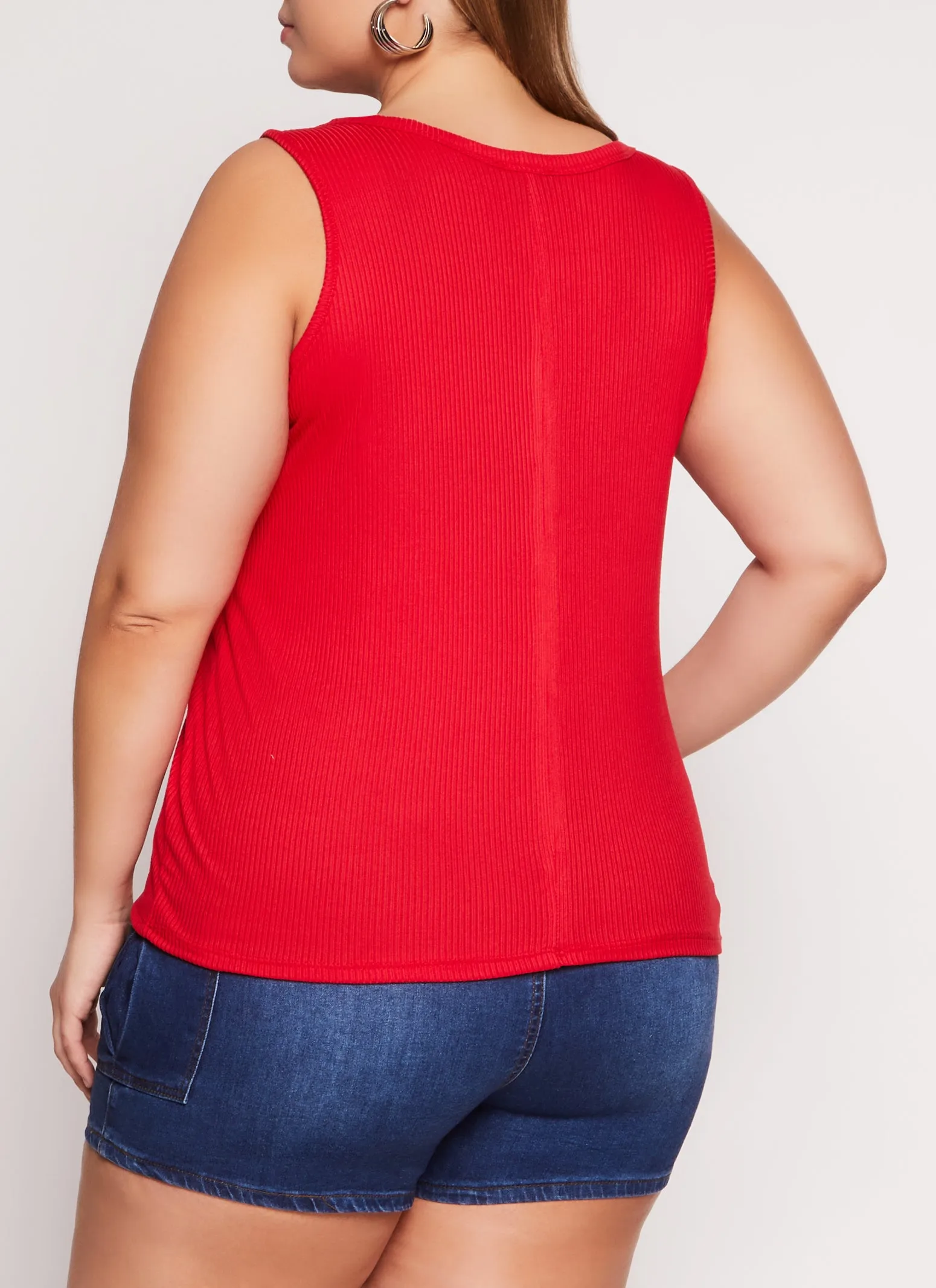 Plus Size Rib Knit Notch Neck Tank Top sold by Rainbow product image thumbnail 3