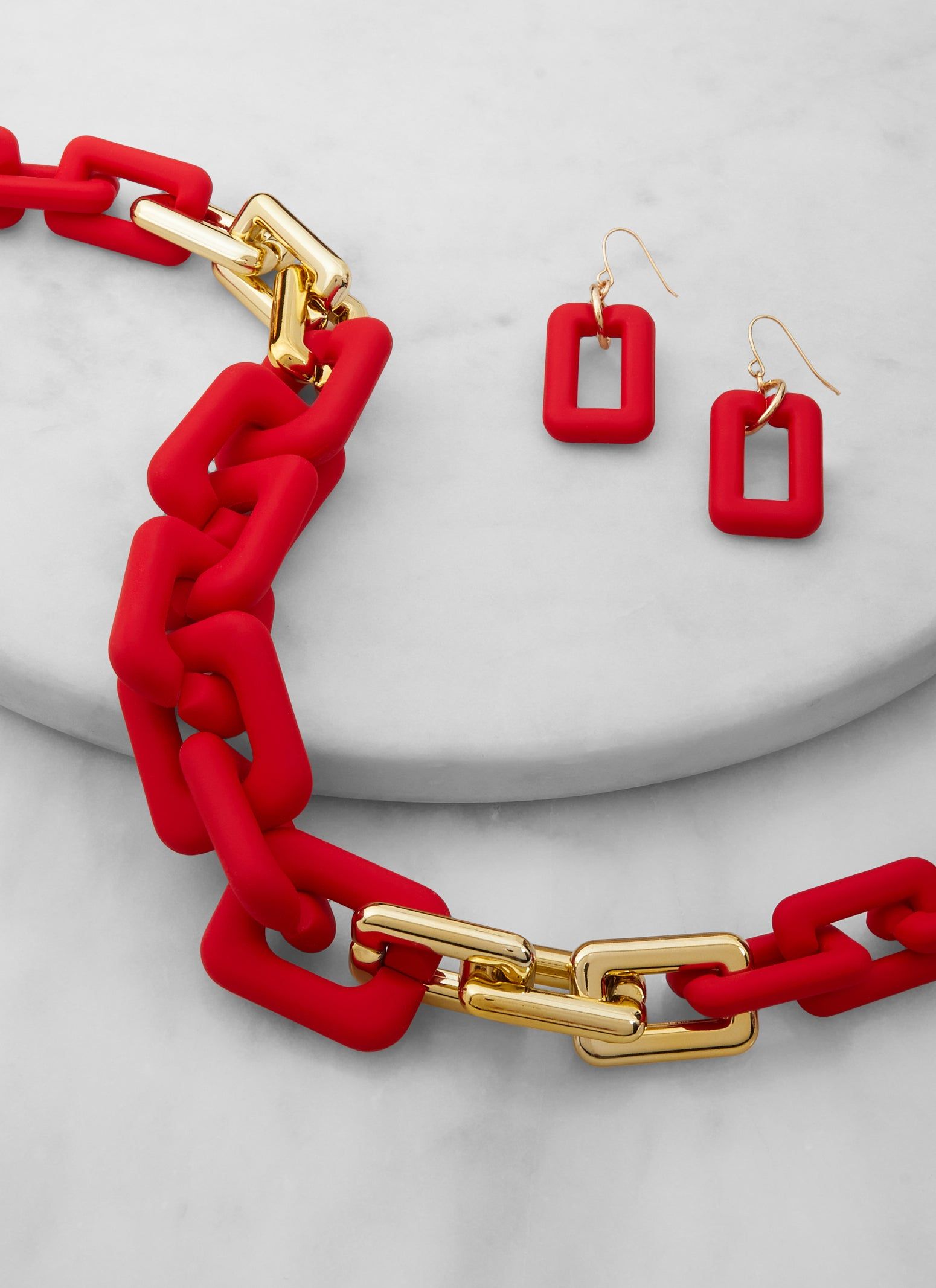 Chunky Color Block Chain Necklace and Drop Earrings sold by Rainbow product image thumbnail 2
