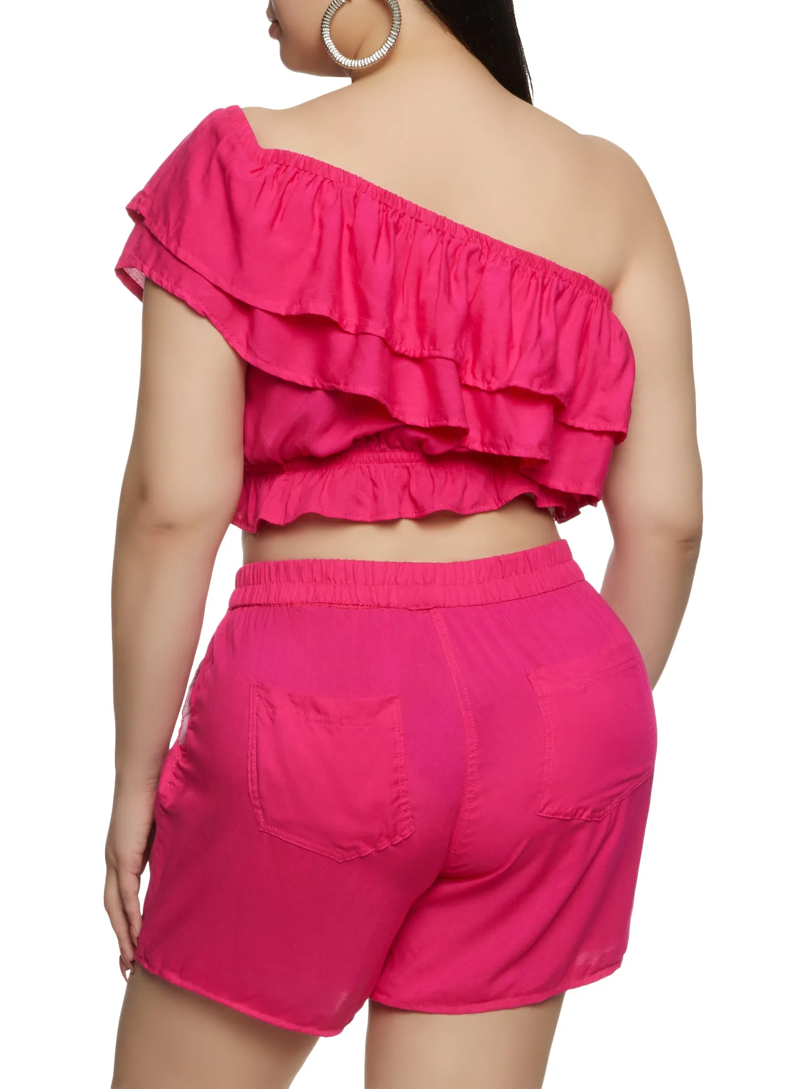 Plus Size Tiered Ruffled One Shoulder Crop Top sold by Rainbow product image thumbnail 3