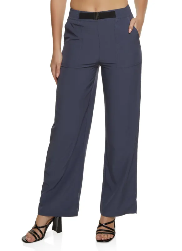 Buckle Front Cargo Pocket Wide Leg Pants sold by Rainbow
