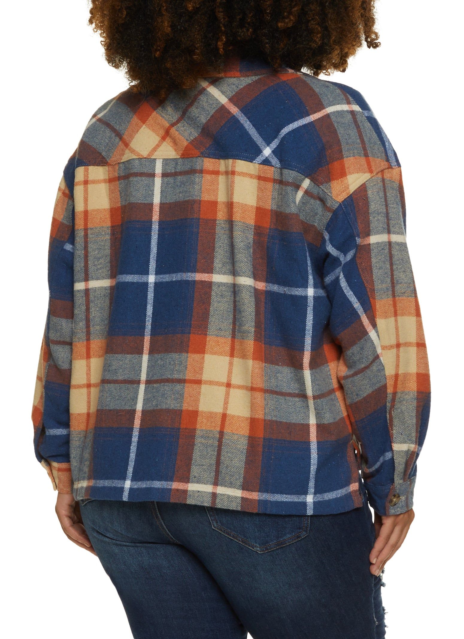 Plus Size Plaid Brushed Knit Cropped Shacket sold by Rainbow product image thumbnail 2
