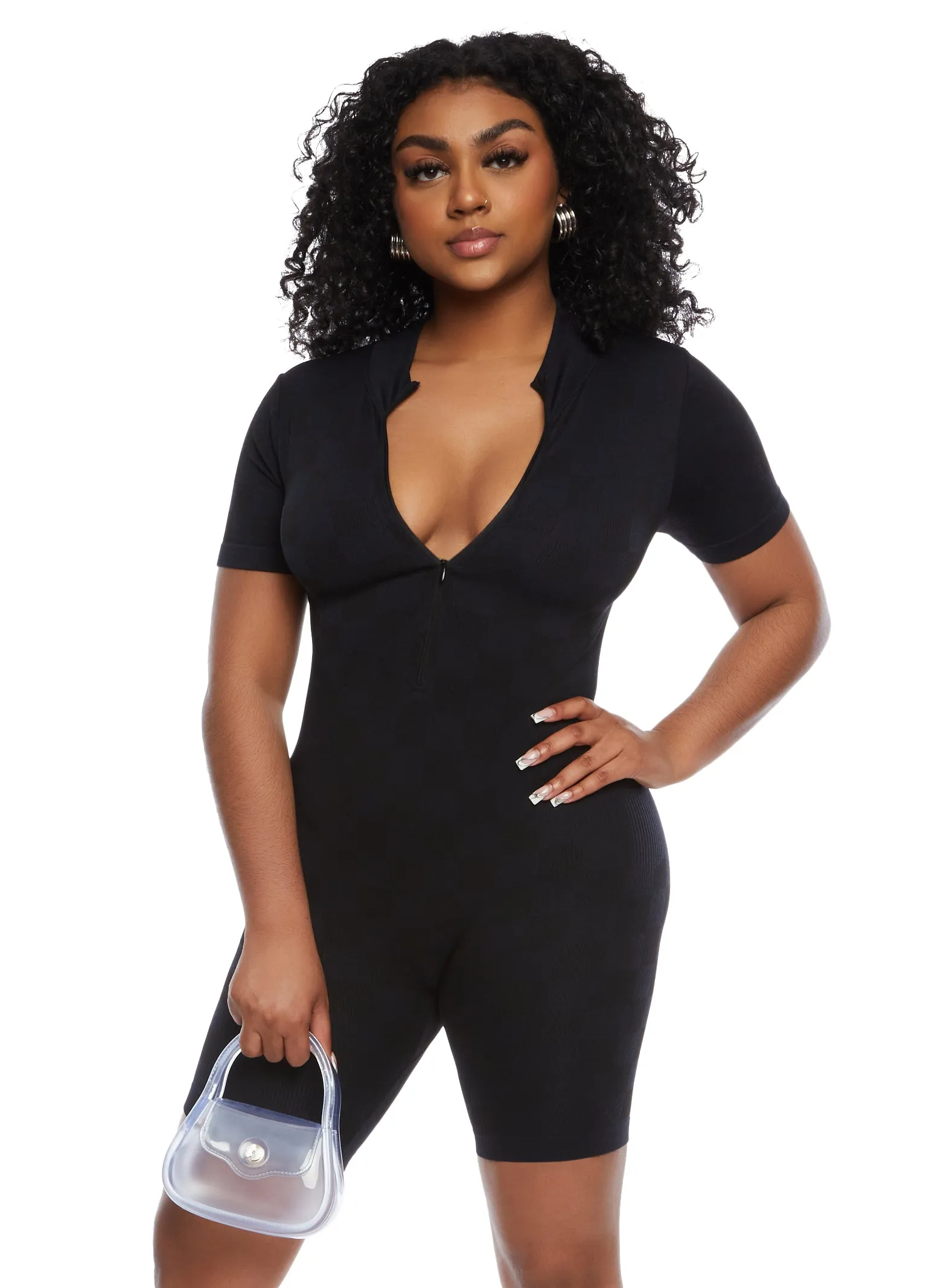 Seamless Checkered Half Zip Romper sold by Rainbow product image thumbnail 2