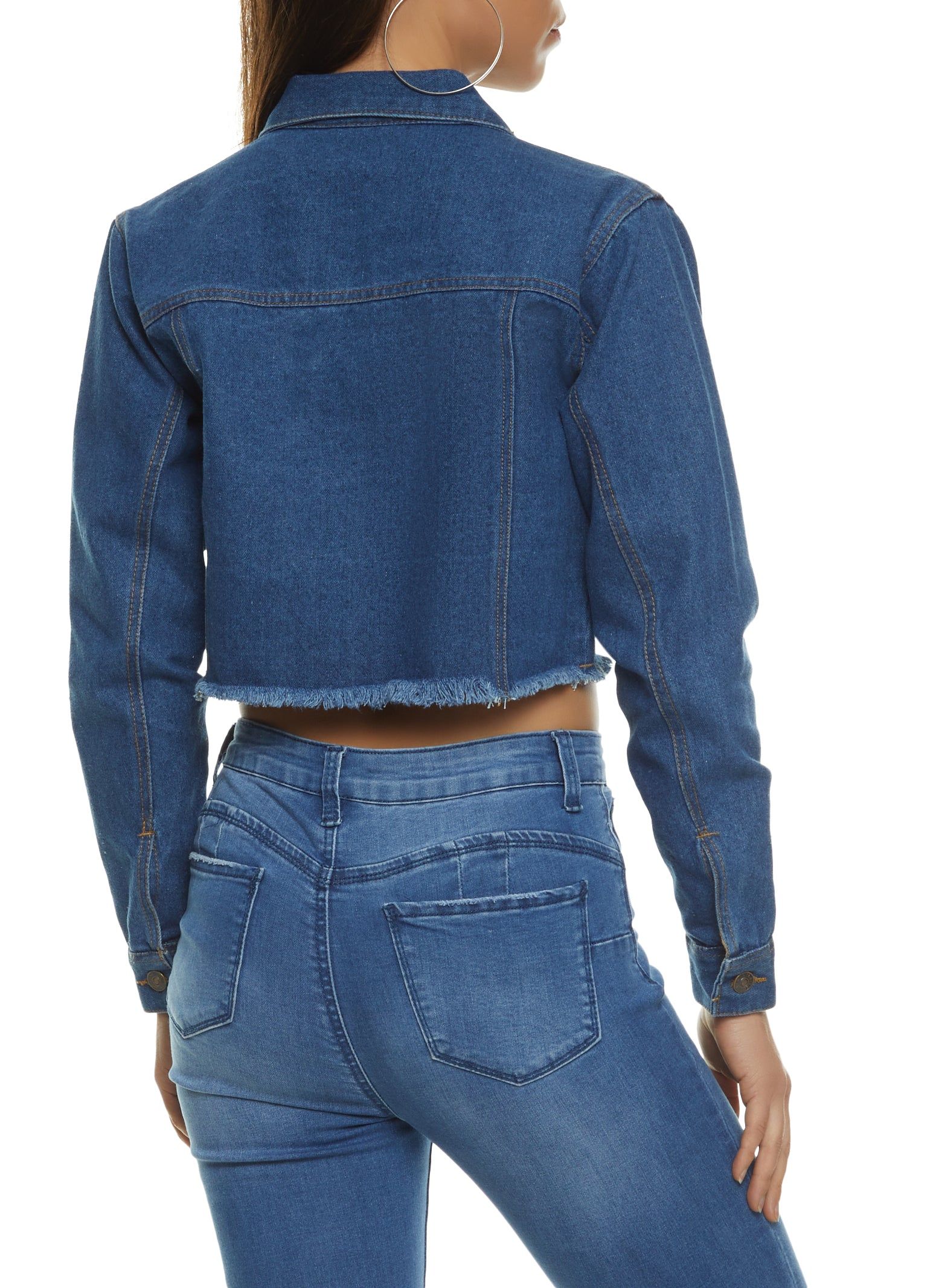Cargo Pocket Frayed Hem Jean Jacket sold by Rainbow product image thumbnail 2