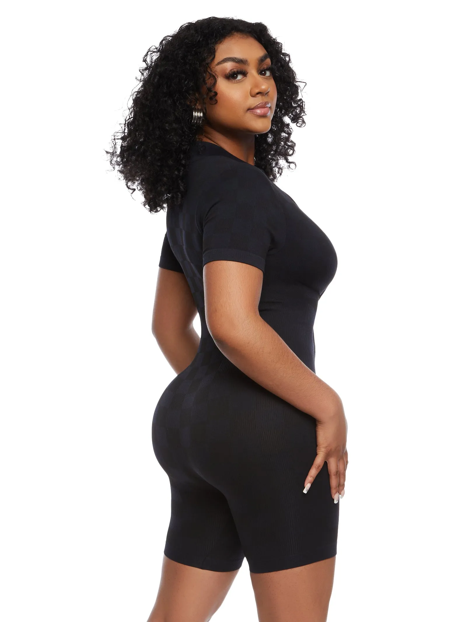 Seamless Checkered Half Zip Romper sold by Rainbow product image thumbnail 3
