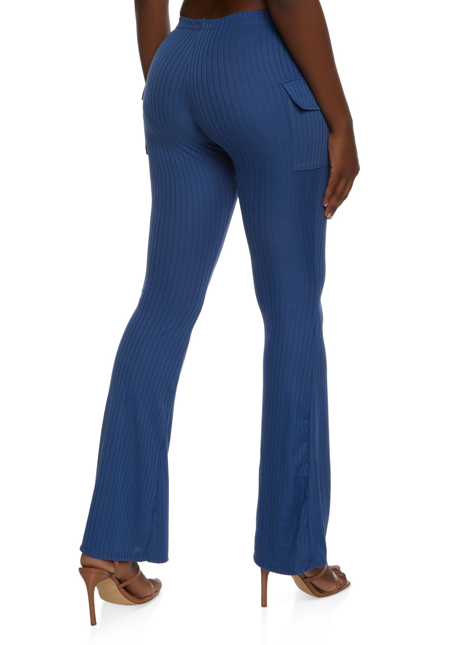 Ribbed Knit Cargo Flare Pants sold by Rainbow product image thumbnail 3