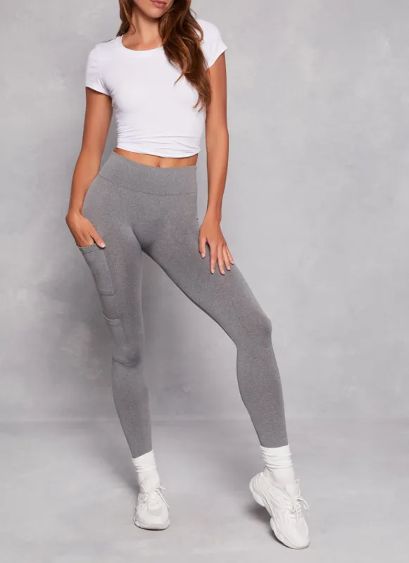 Solid Double Cell Phone Pocket Leggings sold by Rainbow