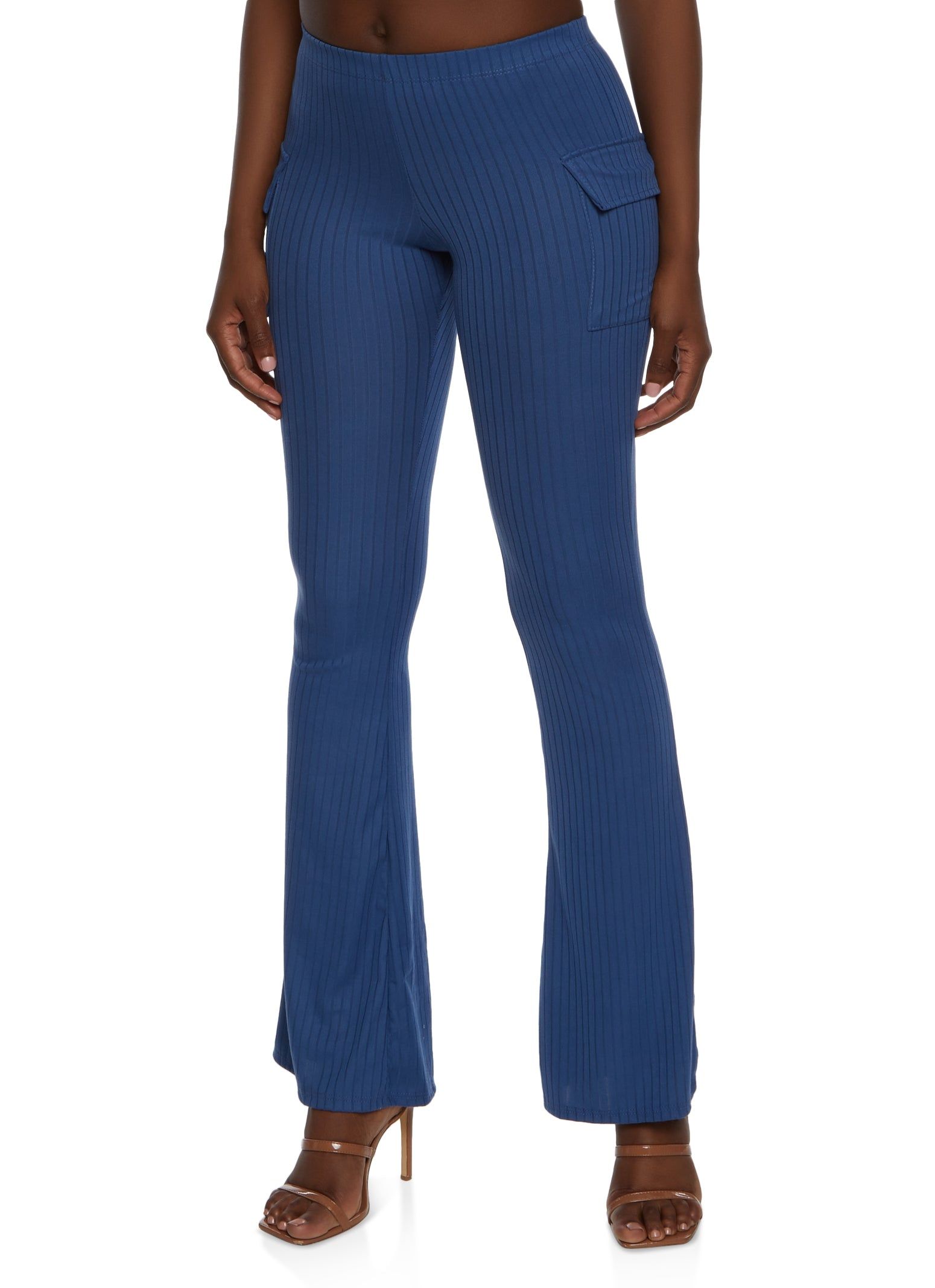 Ribbed Knit Cargo Flare Pants sold by Rainbow product image thumbnail 2