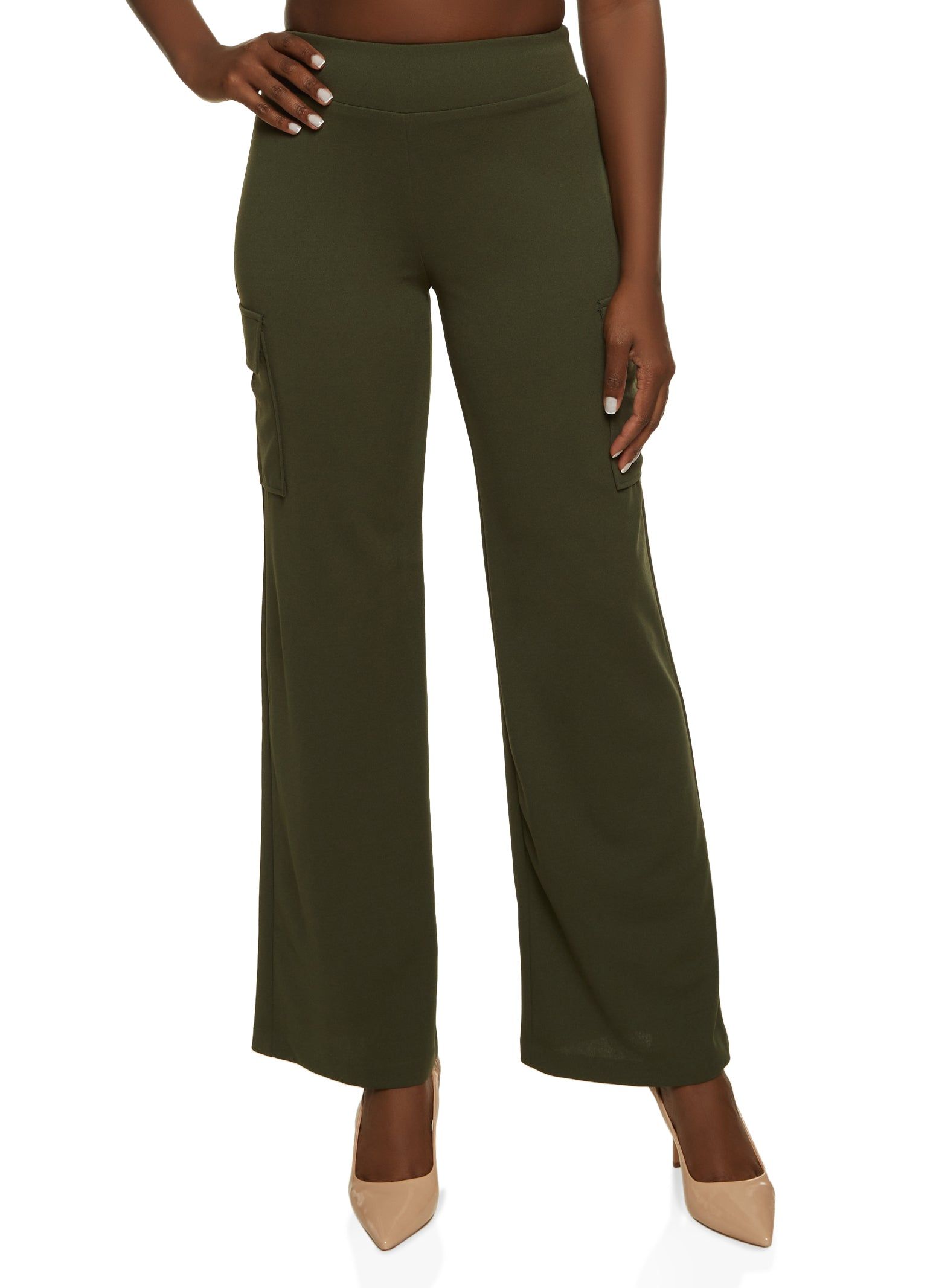 High Waist Cargo Pocket Wide Leg Pants sold by Rainbow