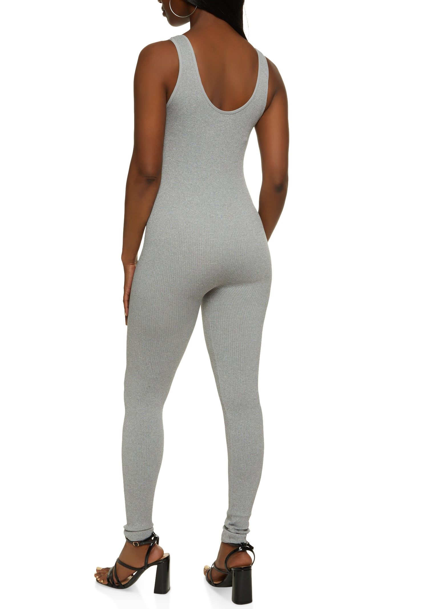 Solid Ribbed Knit Sleeveless Scoop Neck Catsuit sold by Rainbow product image thumbnail 2