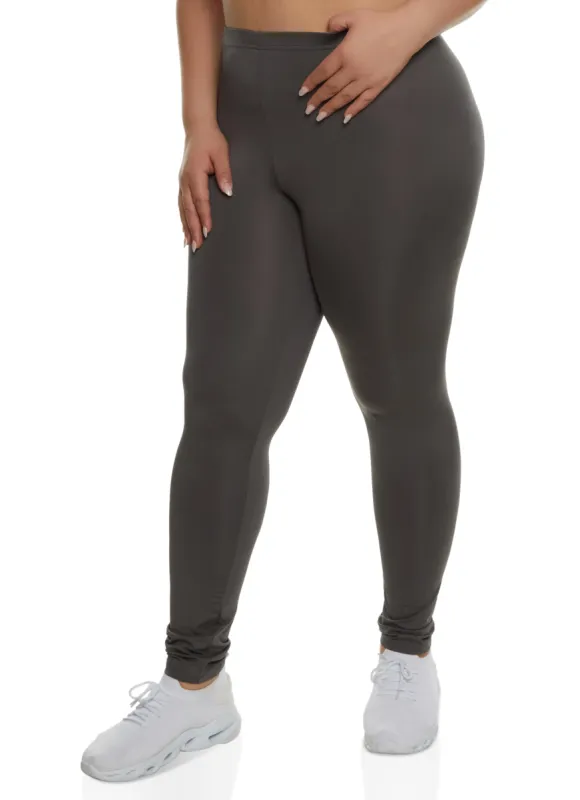 Plus Size Solid High Waisted Leggings sold by Rainbow
