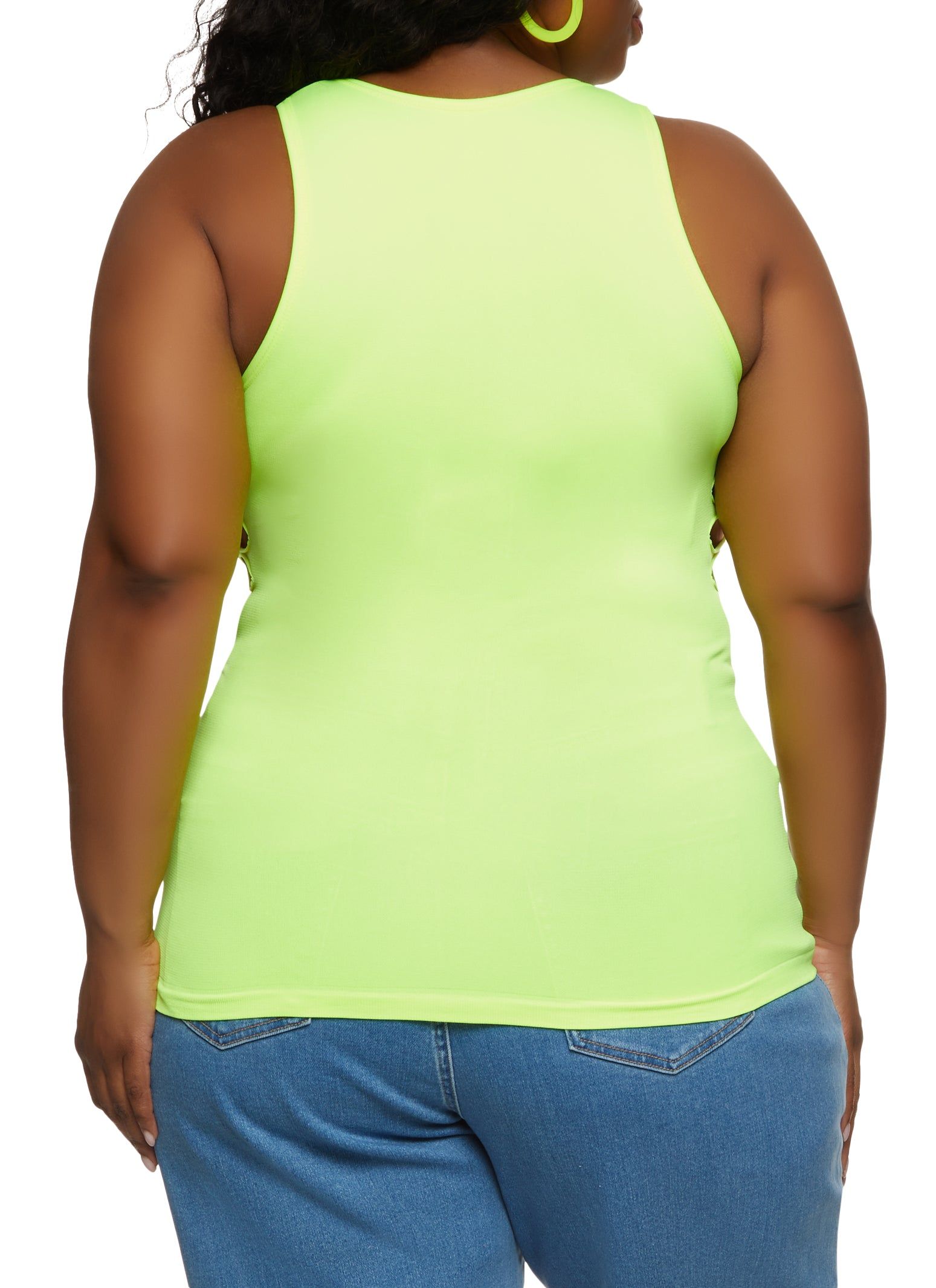 Plus Size Seamless Laser Cut High Neck Tank Top sold by Rainbow product image thumbnail 2