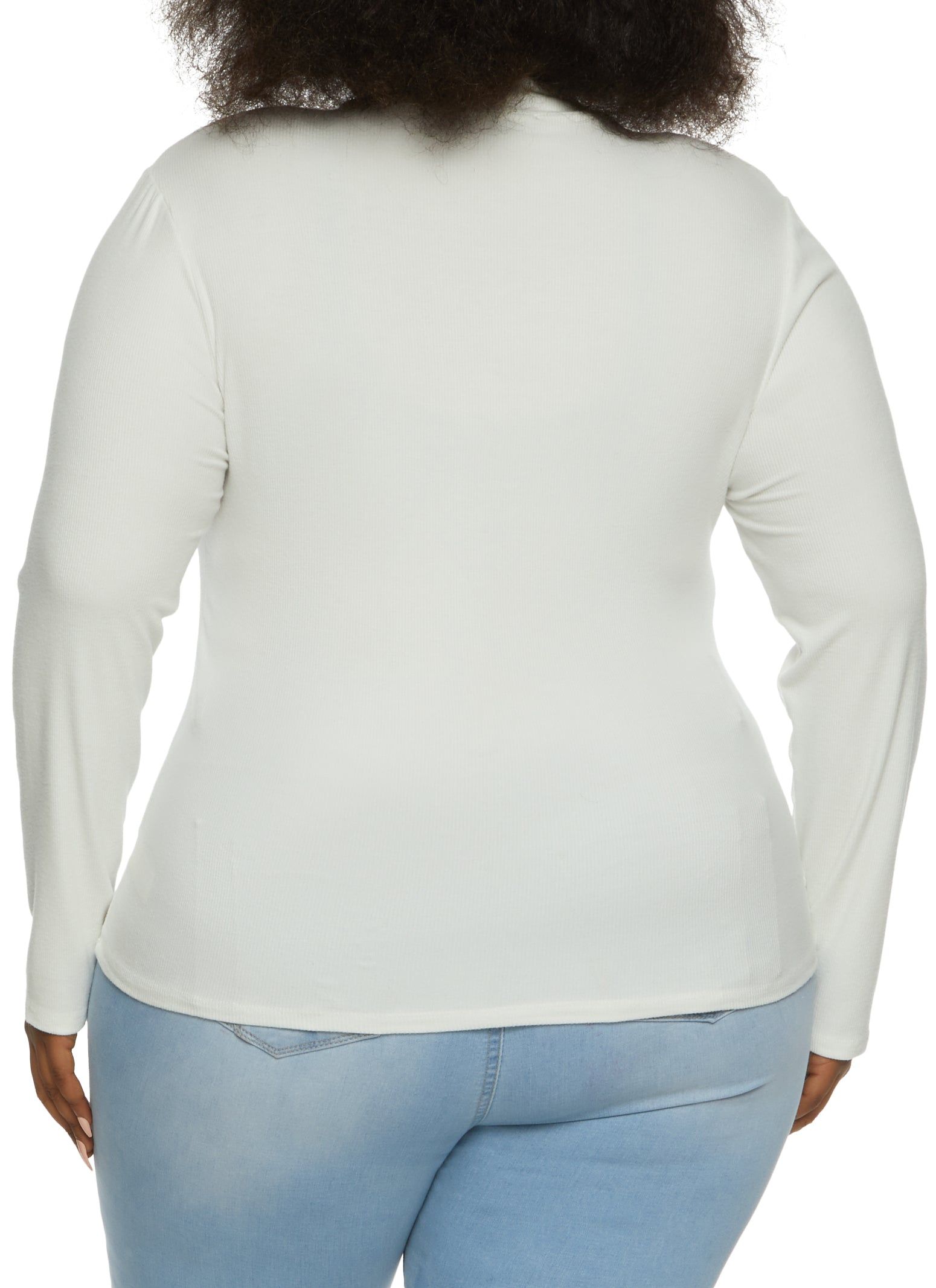 Plus Size Ribbed Knit Mock Neck Long Sleeve Top sold by Rainbow product image thumbnail 2