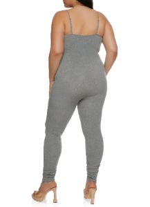 Plus Size Rib Knit Seamless Cami Catsuit sold by Rainbow
