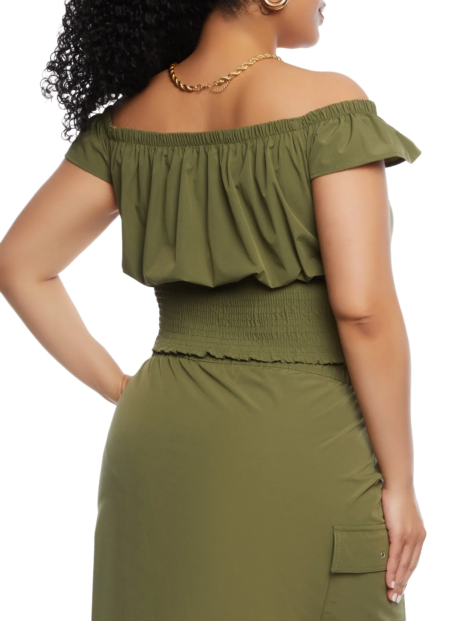 Plus Size Off the Shoulder Button Front Top sold by Rainbow product image thumbnail 3