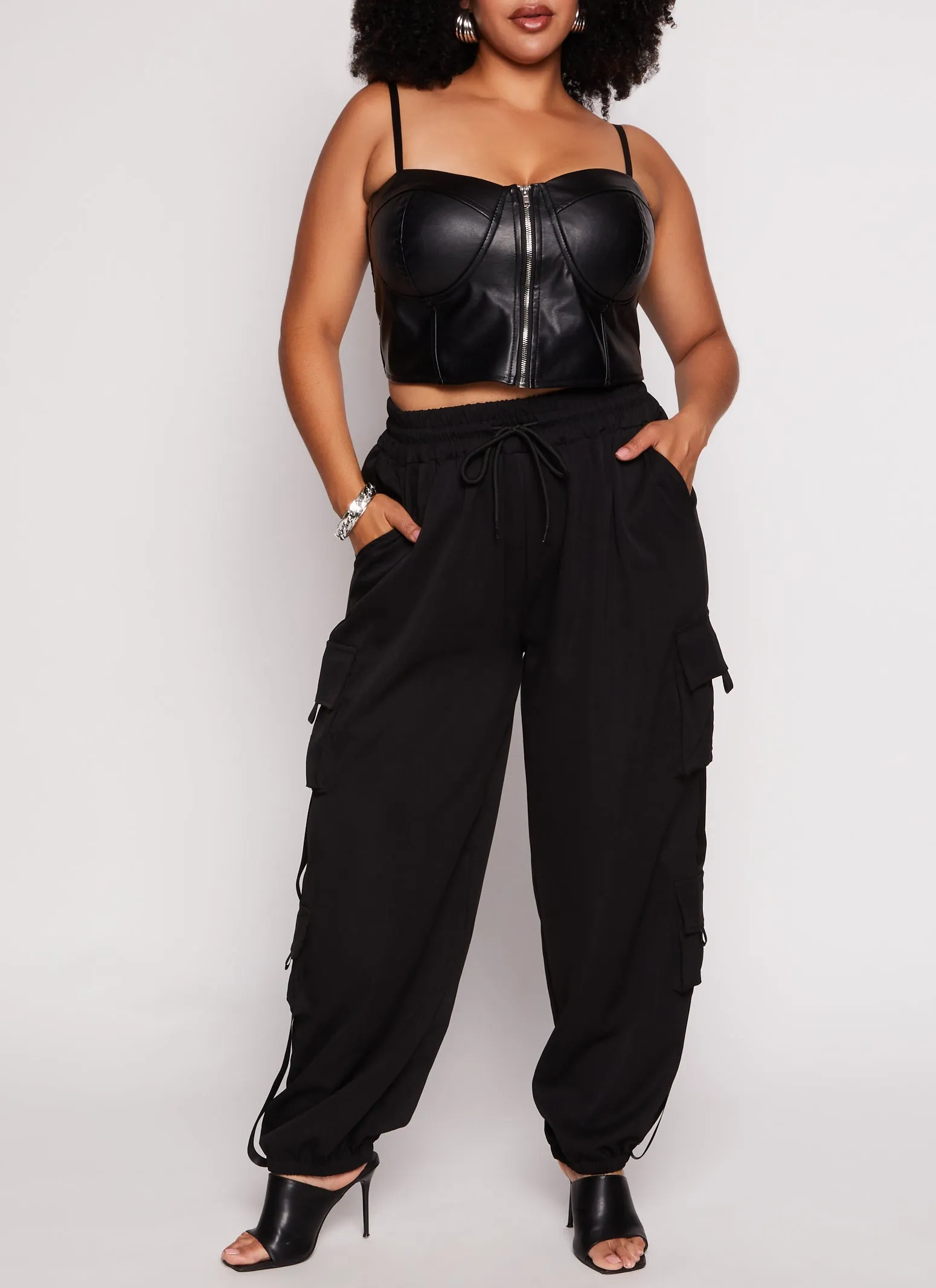 Plus Size Poplin Drawstring Cargo Pants sold by Rainbow