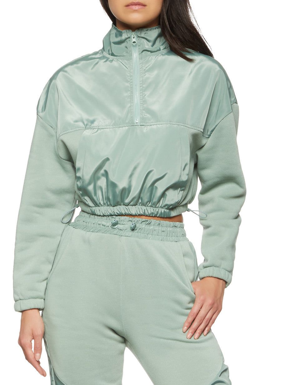 Mock Neck Nylon Detail Sweatshirt sold by Rainbow