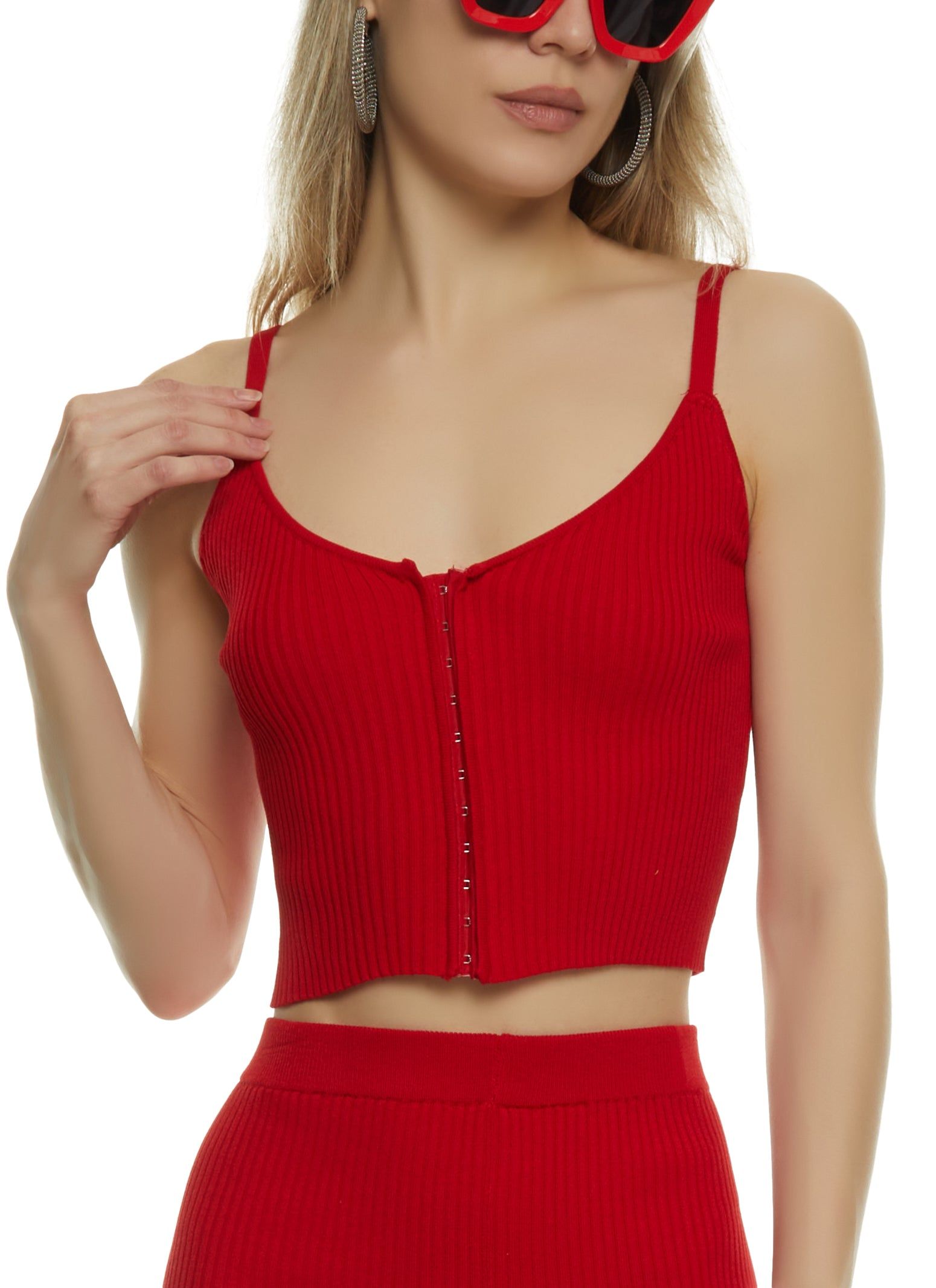 Ribbed Hook and Eye Cropped Cami sold by Rainbow