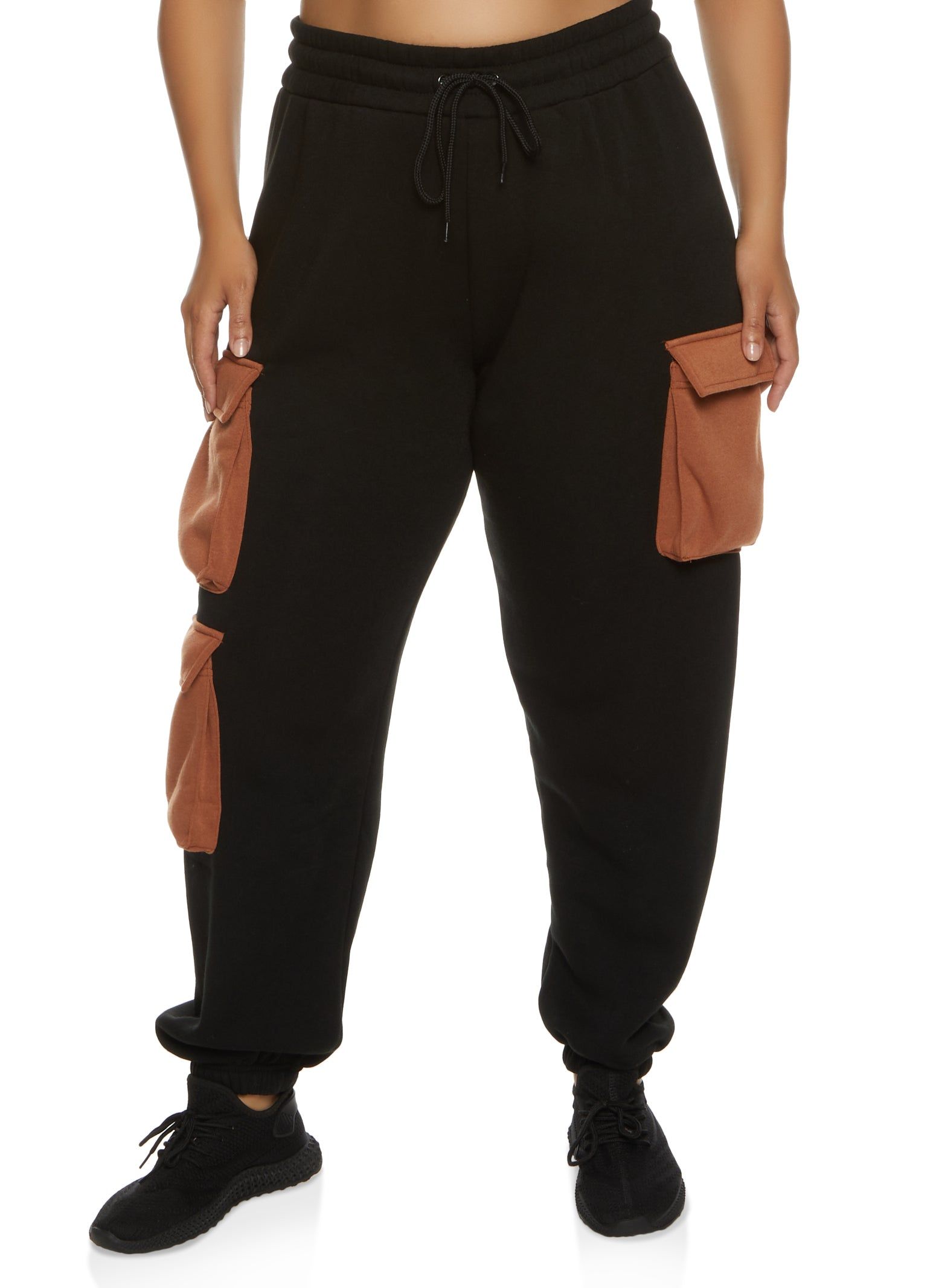 Plus Size Color Block Drawstring Cargo Pocket Sweatpants sold by Rainbow