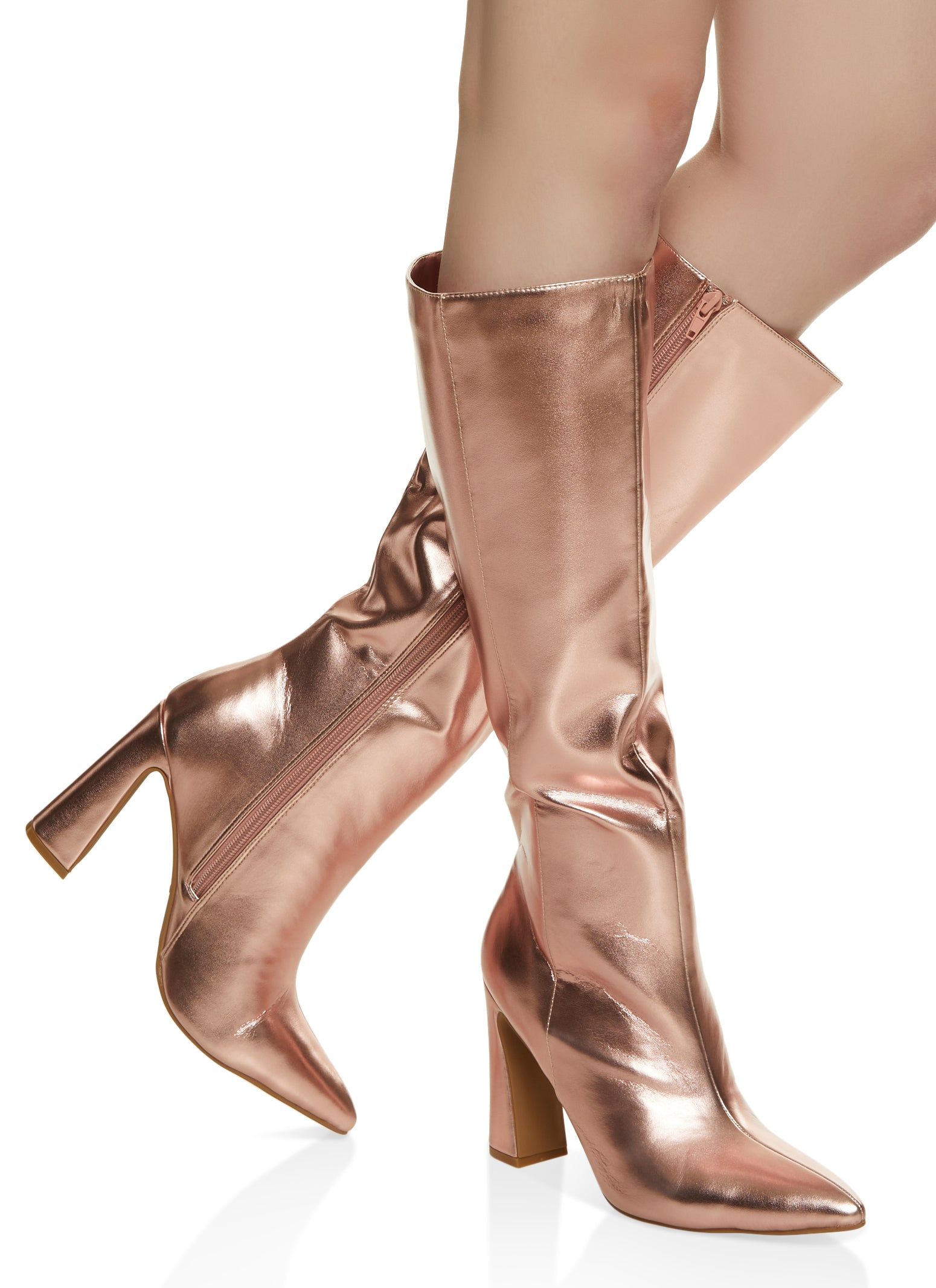 Pointed Toe Block Heel Tall Boots sold by Rainbow