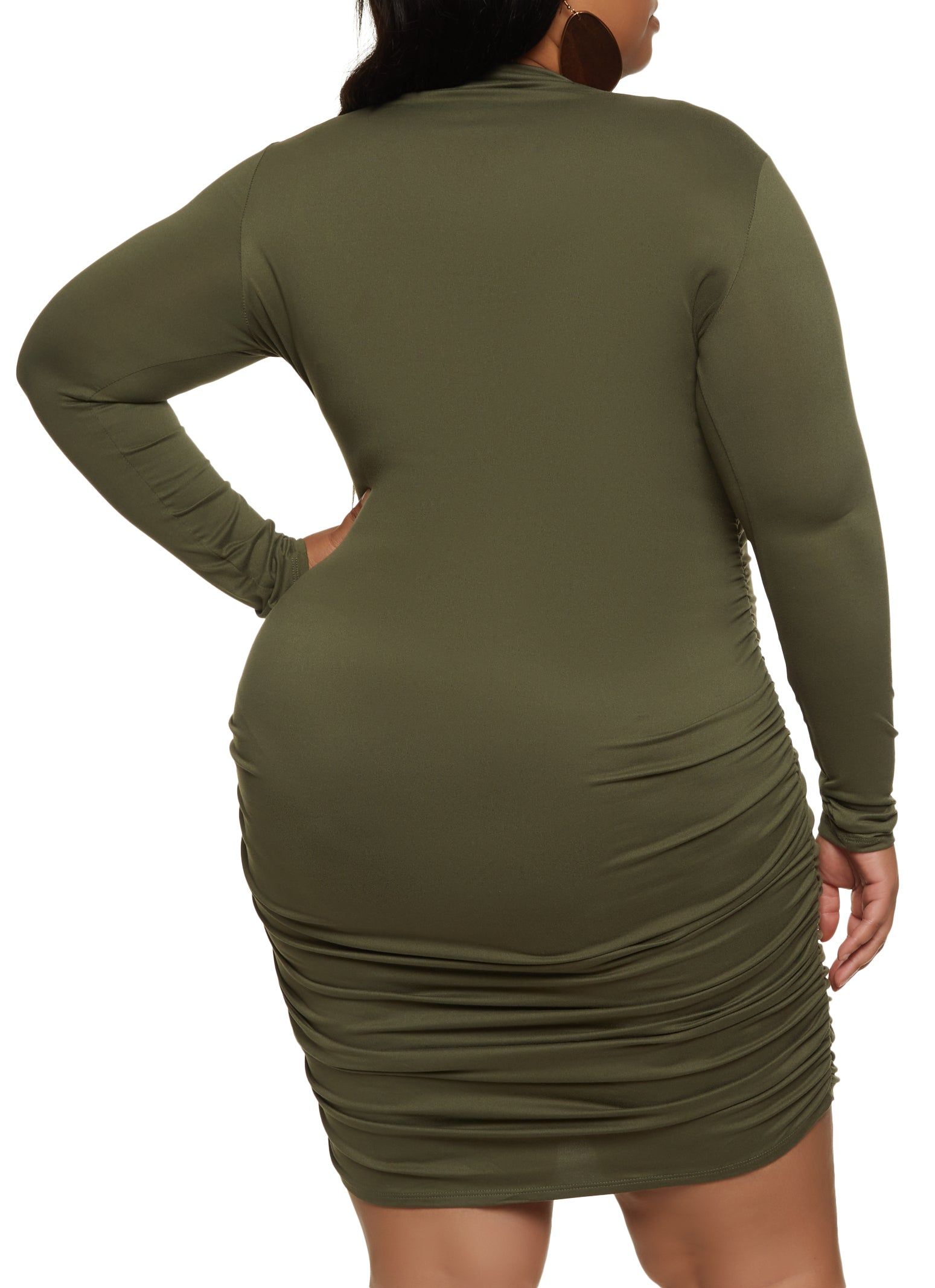Plus Size Ruched Long Sleeve Midi Dress sold by Rainbow product image thumbnail 3