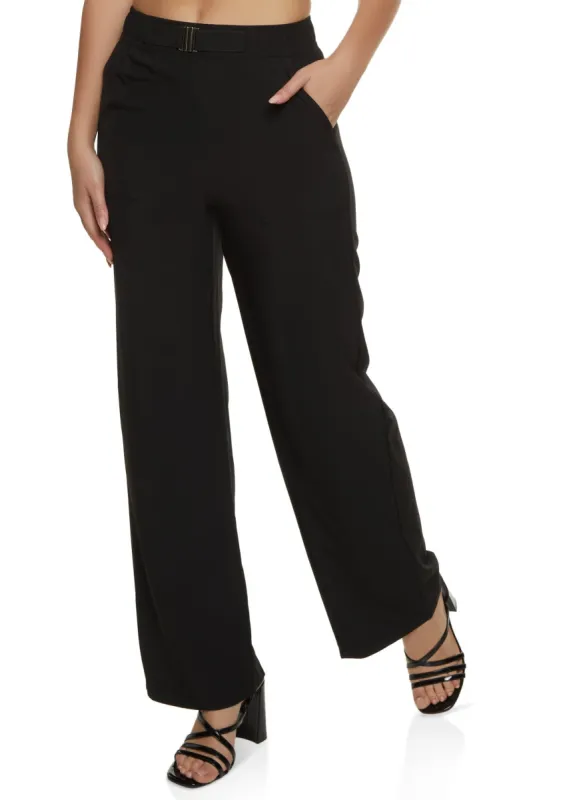 Buckle Front Cargo Pocket Wide Leg Pants sold by Rainbow