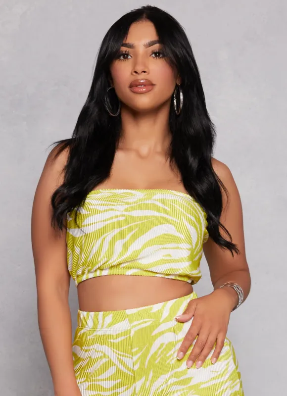 Plisse Printed Cropped Tube Top sold by Rainbow
